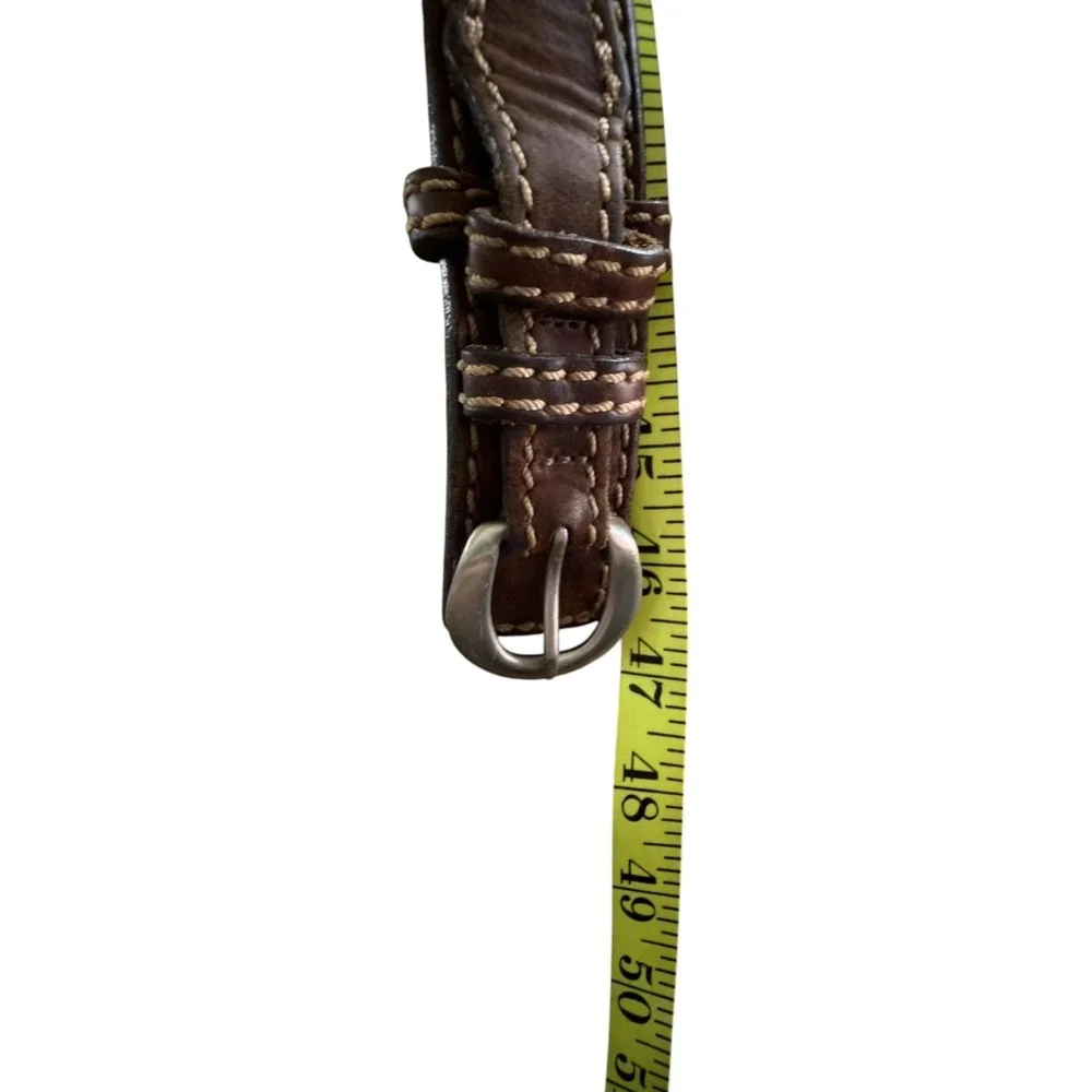 Duluth Trading Co Mens Ranger‎ Belt Brown Leather Contrast Stitching Size 46
